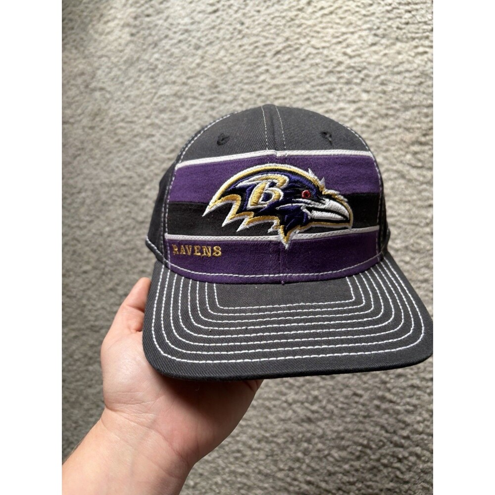 Baltimore Ravens Hats Cap Strap Back Mens White Purple Reebok NFL On Field